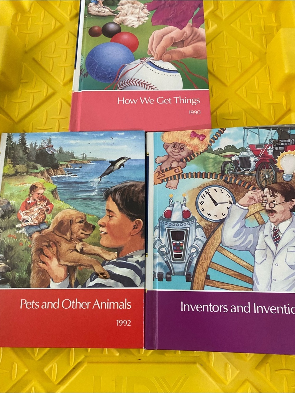 Childcraft 3 Books How We Get Things Pets & Other Animals Invetors & Inventions